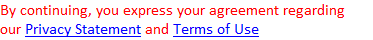 By continuing, you express your agreement regarding our Privacy Statement and Terms of Use
